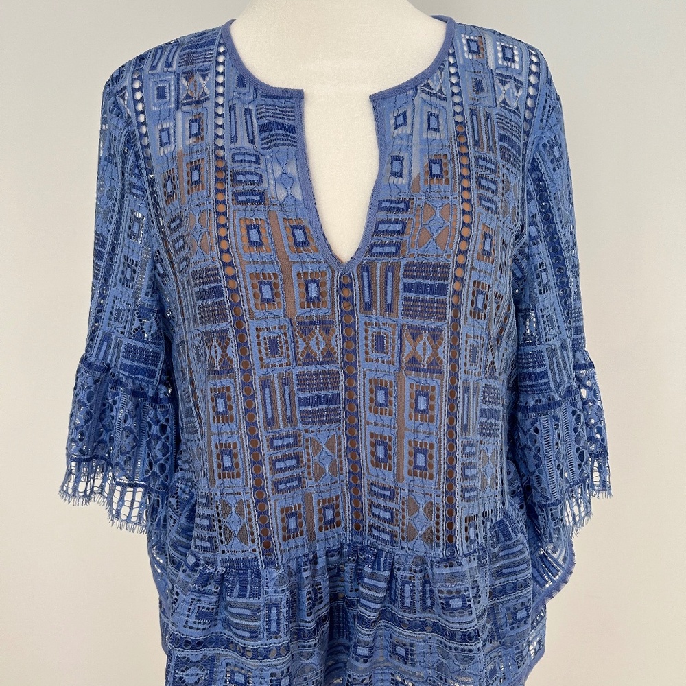 BCBG baby blue lace top